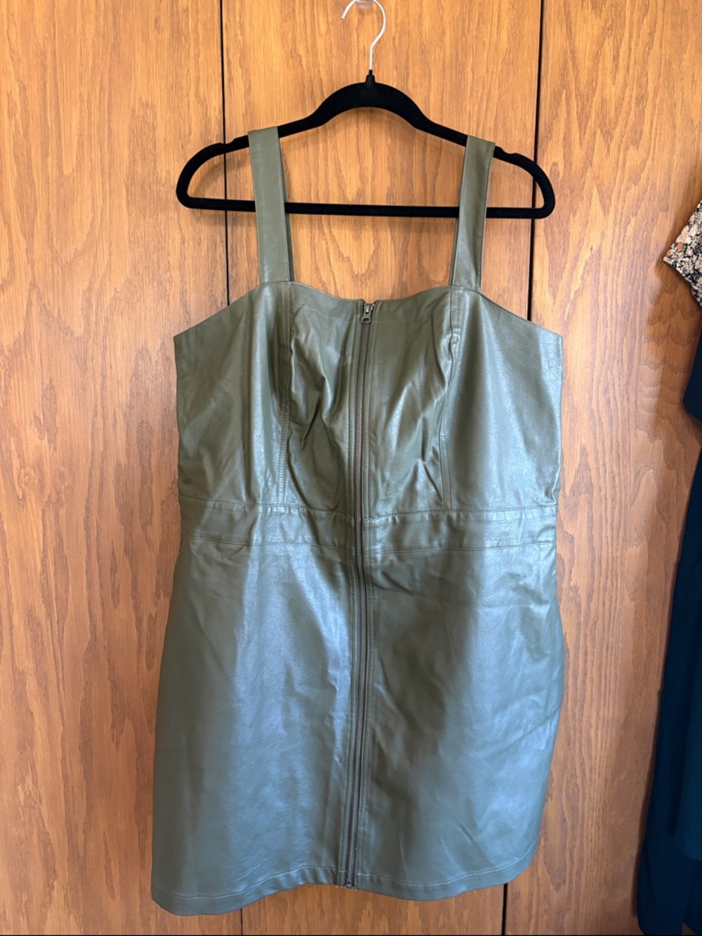 wild fable Olive Green Faux Leather Mini Dress